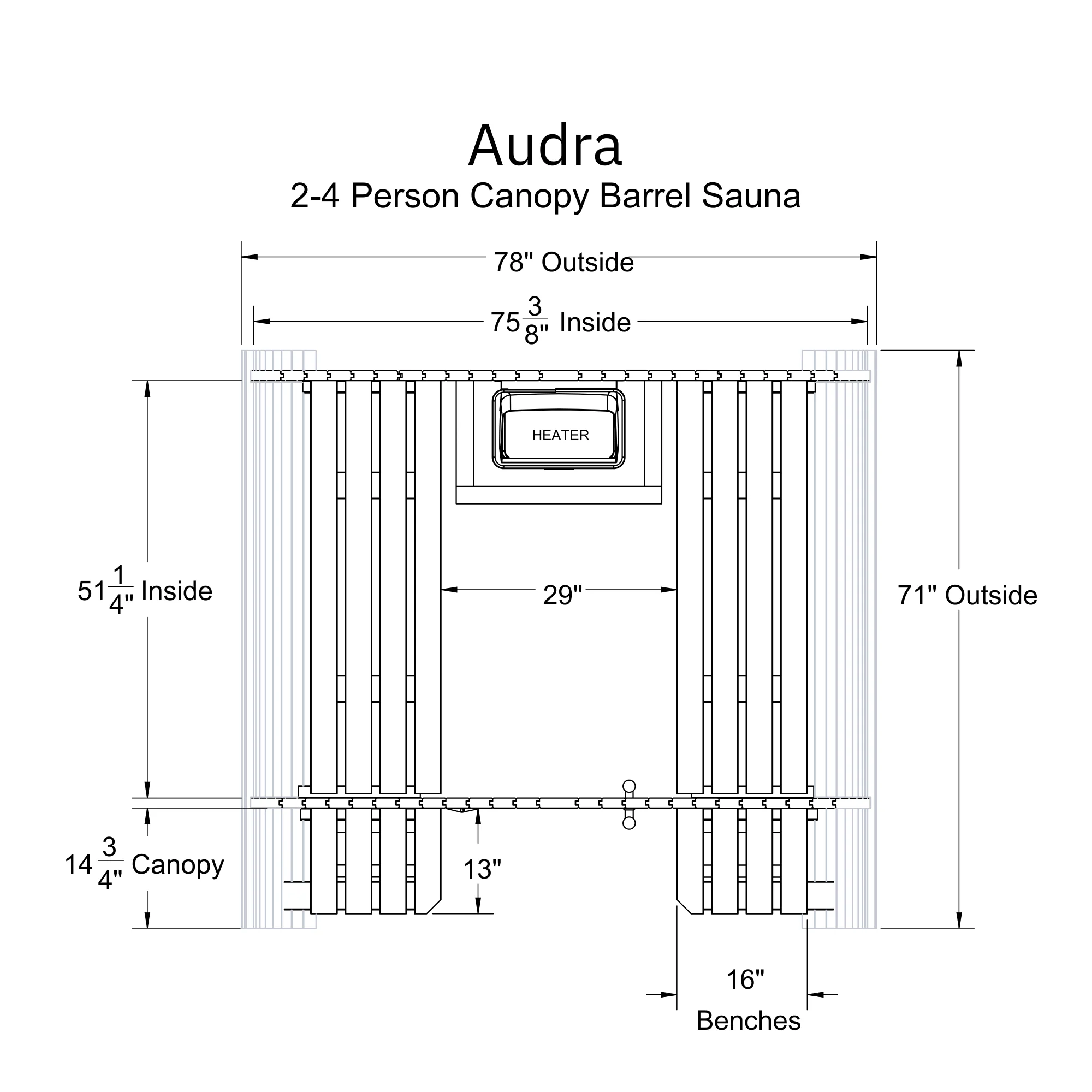 Audra 2-4 Person Canopy Barrel Sauna - Image 11
