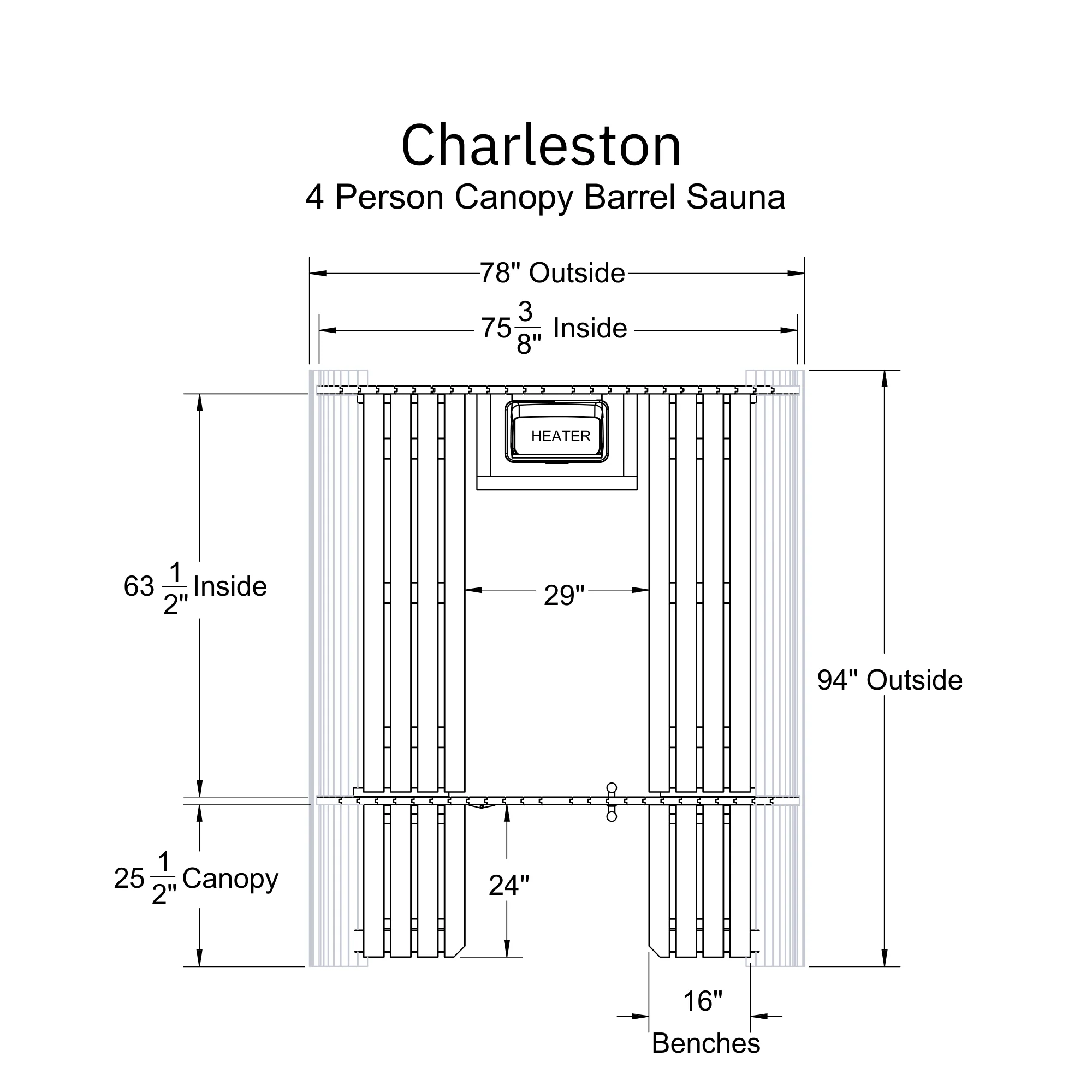 Charleston 4 Person Canopy Barrel Sauna - Image 9